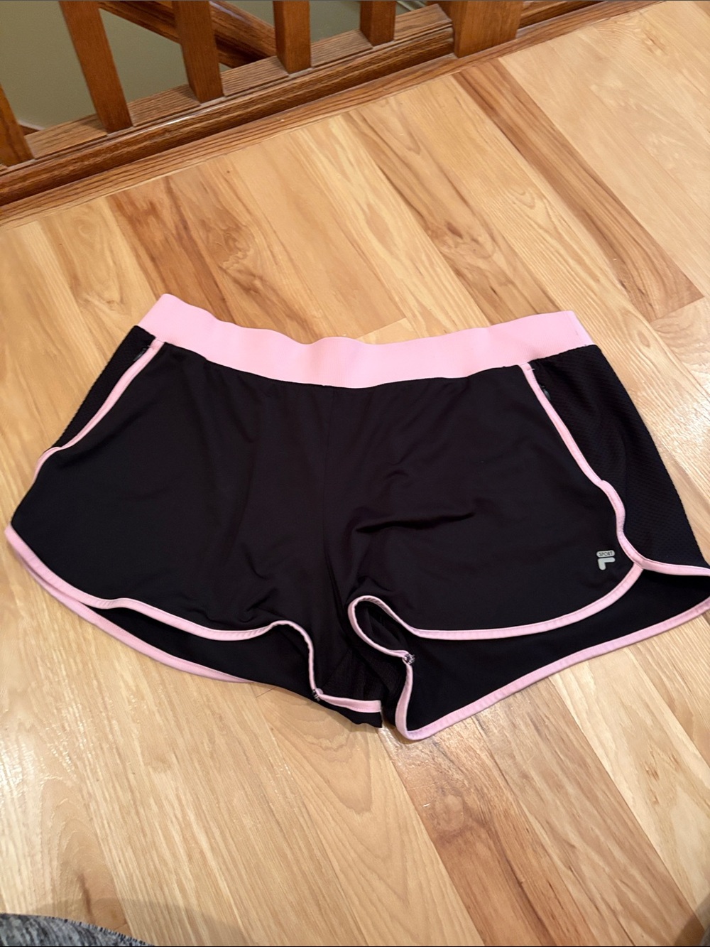 Fila Black Athletic Shorts with Pink Trim
